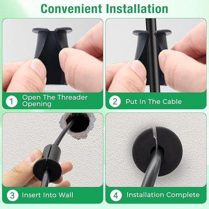 6pc Starlink Cable Grommet 3/4" Silicone Waterproof Wall Hole Pass Through Split Cable Bushings for TV Wire Ethernet Cord, Starlink Cable Routing Kit Accessories,38mm/1.5"Ht, Black