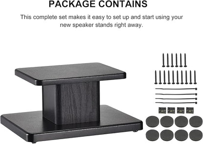 MECCANIXITY Wood Speaker Stands, 2 Pack 5.9 Inch (15cm) Universal Speaker Stand Hollowed Bases Enhanced Audio Listening for Home Theaters Cinema