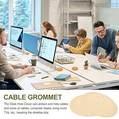 PATIKIL Desk Grommet 2-1/16", 8 Pcs Round Cable Grommet Cord Hole Cover with Adhesive Tape Flexible Table Wire Organizer for Office Home Table Countertop, Yellow