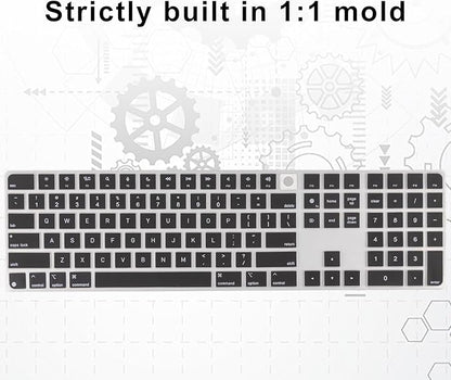 Allinside Black Keyboard Cover for 2024 Mac Magic Keyboard with Touch ID and Numeric Keypad A3119 US Layout