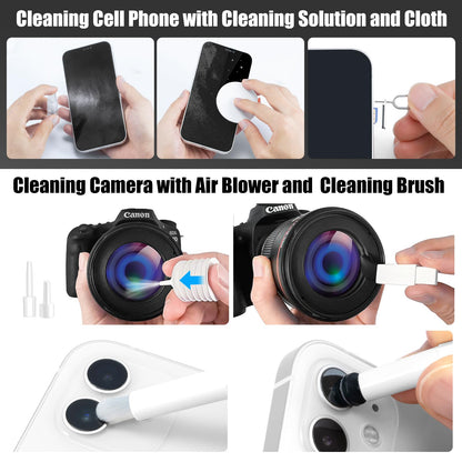 walrfid 2 Pack Laptop Phone Screen Cleaner Kit, Computer Keyboard Brush Cleaning Spray for iPhone AirPods MacBook iPad, 20-in-1 Electronic Device Tool for Camera Earbud TV Tablet Car Screens, White