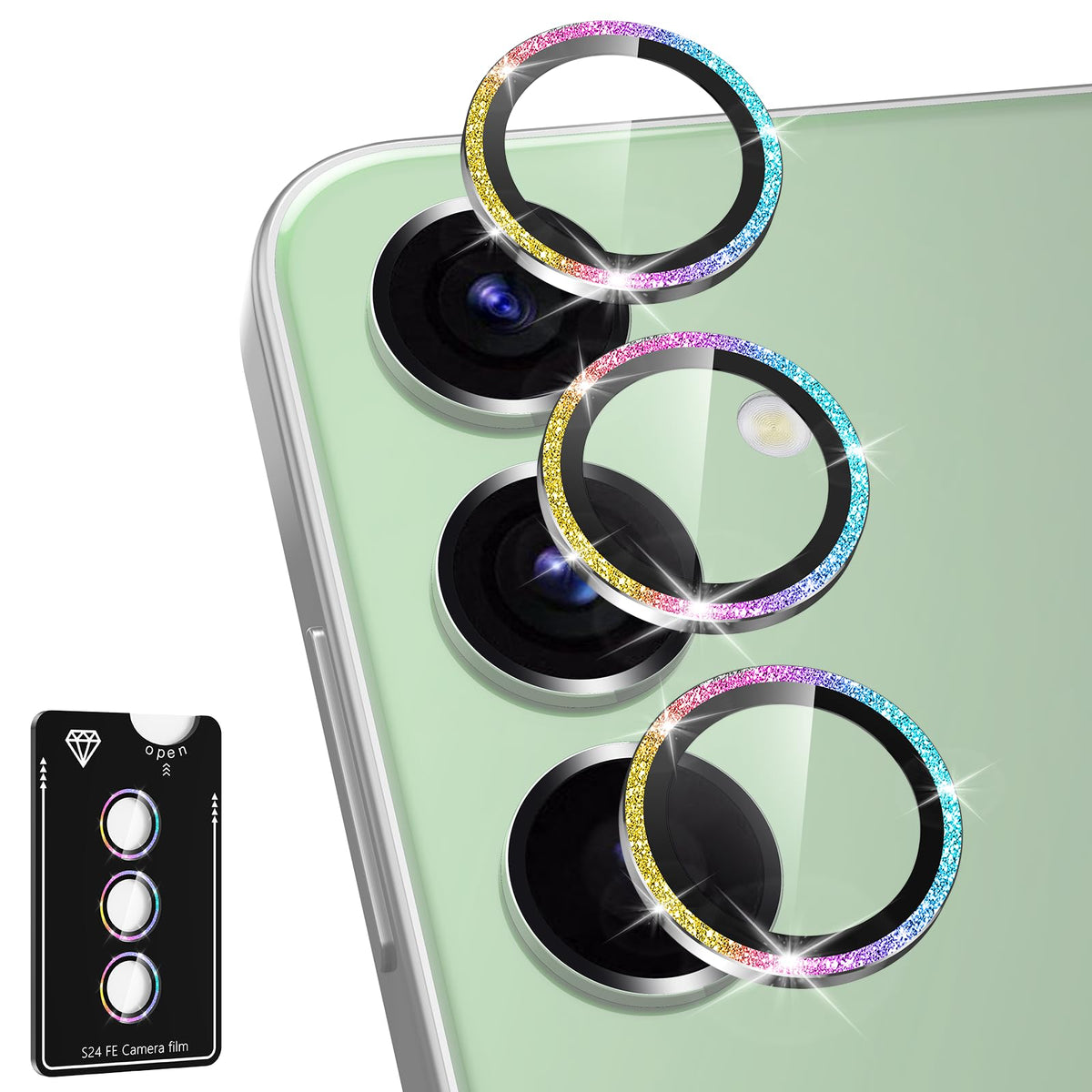 Avocase for Samsung Galaxy A36/A56 Camera Lens Protector, Individual Metal Ring Tempered Glass Lens Cover, [Strong Adsorption] Scratch Resistant Ultra-Thin HD Clear Lens Cover, 1 Set-Black