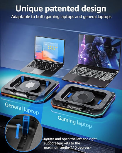 MOUNTUP RGB Laptop Cooling Pad for 13-19 Inch, Max 3500RPM Gaming Laptop Cooler, Cooling Pad Stand with Touch Switch to Control Speed, Laptop Fan Cooling Pad with Powerful 4.72 Inch Turbo Fan