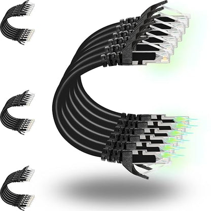Rapink Patch Cables Cat6 5ft (24 Pack), Ethernet Patch Cable 10G Support, Cat 6 Patch Cable for Patch Panel to Switch, Flexiable Cat 6 Ethernet Cable with Gold Plated Black