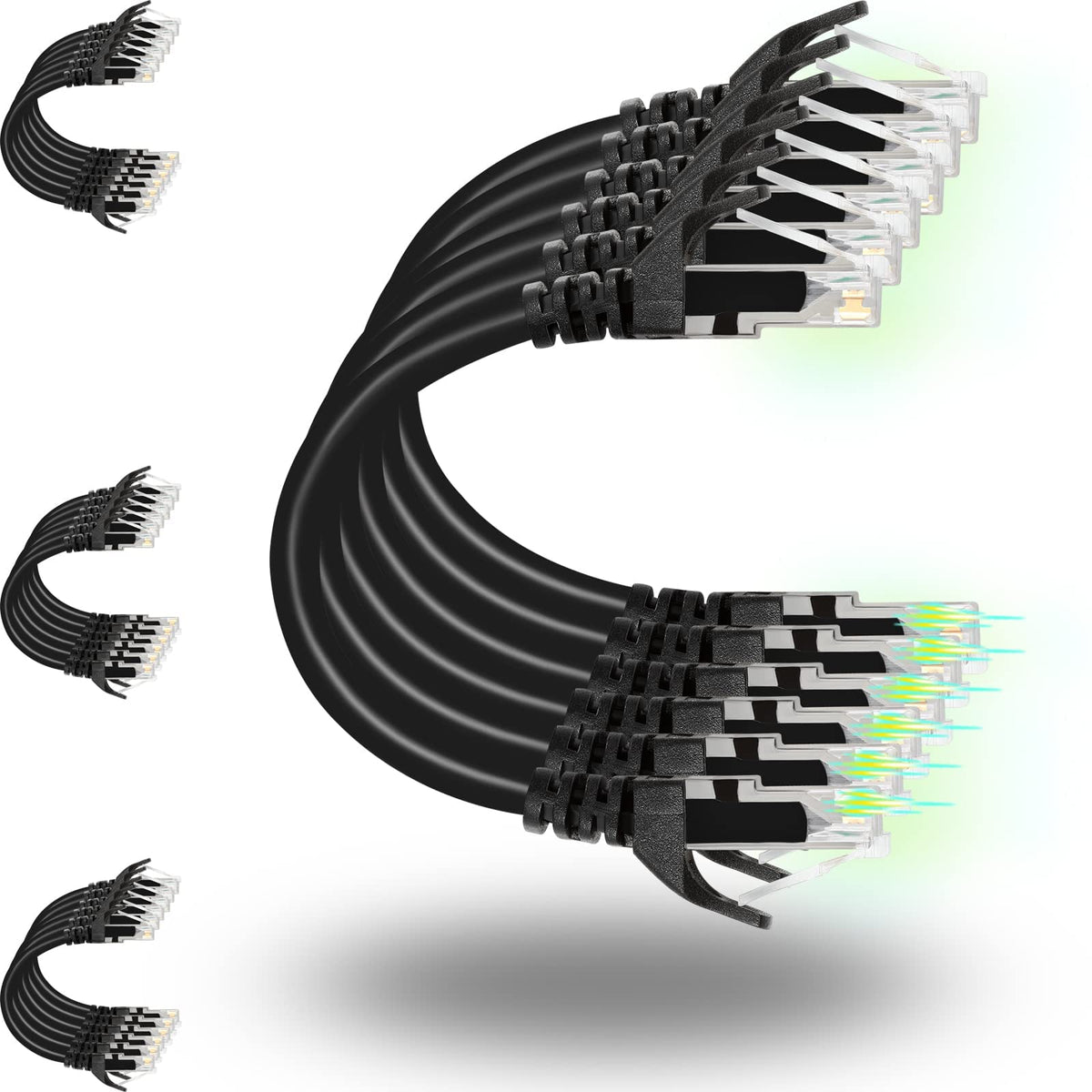 Rapink Patch Cables Cat6 0.5ft (24 Pack), Ethernet Patch Cable 10G, Cat 6 Patch Cable for Patch Panel to Switch, Flexiable Cat 6 Ethernet Cable with Gold Plated Blue