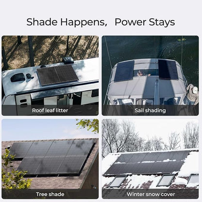 200 Watt Solar Panel, Renogy ShadowFlux 200W Solar Panel Anti-Shading N-Type 16BB, 25% High-Efficiency, Solar Panels Charger for RV Marine Roof Farm Battery and Off-Grid Applications