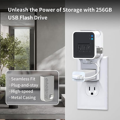 256GB USB Flash Drive & Wall Mount for Blink Sync Module 2 with Short Cable – Declutter, Save Space, and Effortlessly Enhance Security (1 Pack)
