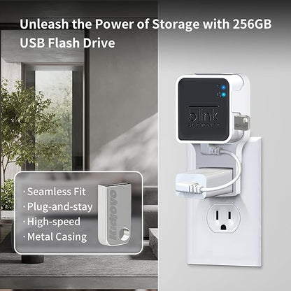 256GB USB Flash Drive & Wall Mount for Blink Sync Module 2 with Short Cable – Declutter, Save Space, and Effortlessly Enhance Security (2 Pack)