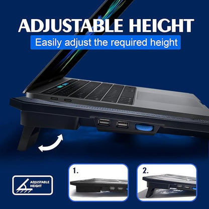NAGAN Laptop Cooling Pad with 6 Fans, Ergonomic USB Powered Cooling Pad for Laptop with Dual USB 2.0 Ports, Height-Adjustable, Metal Mesh Gaming Notebook Cooler, Fits 14-17.3 inch Laptops