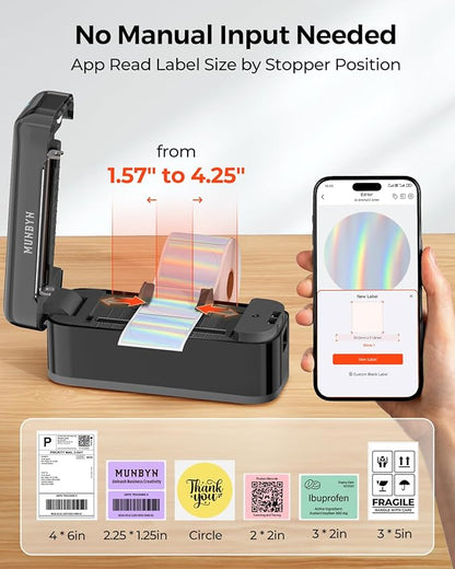 MUNBYN Bluetooth Thermal Label Printer RealWriter RW402B, 4x6 Shipping Label Printer for Small Business, Compatible with Android, iPhone and Windows, Mac, Chromebook, Ebay, USPS, FedEx, Shopify