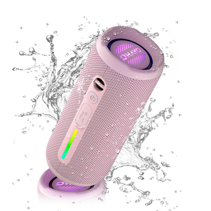 OHAYO Portable Bluetooth Speaker IPX7 Waterproof, 24W Wireless Stereo Speaker with Extra Bass, Bluetooth 5.3, 30-Hour Playtime & Colorful LED Lights for Pool, Camping, Beach, Party (Black)