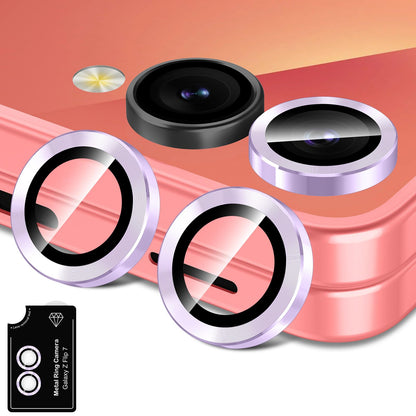 Avocase for Samsung Galaxy Z Flip 7 Camera Lens Protector, Individual Metal Ring Tempered Glass Lens Cover, [Strong Adsorption] Scratch Resistant Ultra-Thin HD Clear Lens Cover, 1 Set-Purple