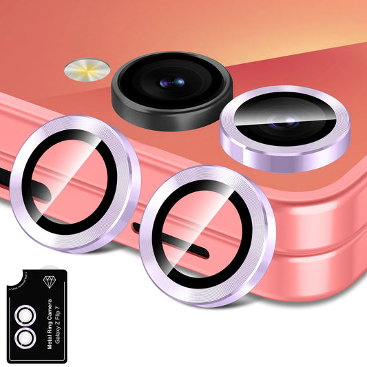 Avocase for Samsung Galaxy Z Flip 7 Camera Lens Protector, Individual Metal Ring Tempered Glass Lens Cover, [Strong Adsorption] Scratch Resistant Ultra-Thin HD Clear Lens Cover, 1 Set-Purple