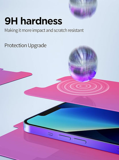 Compatible for iPhone 12/iPhone 12 Pro Privacy Screen Protector Tempered Glass 6.1 Inch, Pink Gradient Anti Spy Anti Blue Light HD Easy Installation