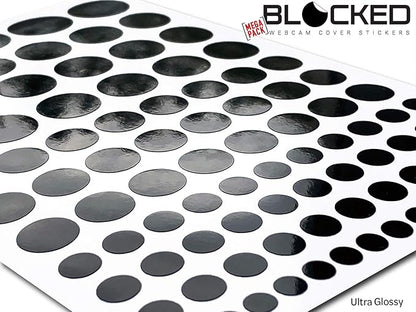 BLOCKED Stackable Webcam/Camera Vinyl Covers | 456 Low-Tack Restickable Webcam Stickers | Multi Finishes, Colors, & Sizes | 6-Pack Variety