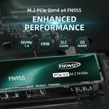 Fikwot FN955 2TB NVMe SSD M.2 2280 PCIe Gen4x4, Up to 7300MB/s, 3D NAND TLC Flash Internal Solid State Drive, Configure SLC Cache, Storage and Memory Expansion for PS5 Laptop Desktop