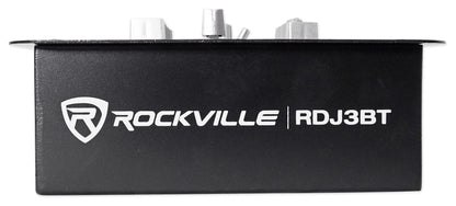 Rockville RDJ3BT 2 Channel DJ Mixer with USB, Bluetooth, Talkover, 4 Line Inputs