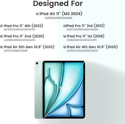 Keyboard Case for iPad Air 5th/4th Pro 11 inch, 7-Color Backlit Detachable Wireless Keyboard Case with Pencil Holder, Stand Folio Cover for Gen 2020/2022, Pro 4th/3rd/2nd/1st Gen, Green…