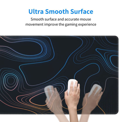 Topographic Contour Map XL Mouse Pad 31.5 x 11.8 Inch Gaming Mousepad Extended Large Mousepad with Nonslip Rubber Base Stitched Edges Laptop Desk Pad Home Office Supplies