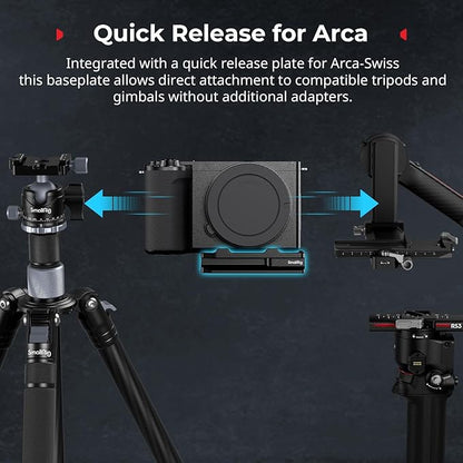 SmallRig Mount Plate for AirTag, Quick Release Camera Mount Baseplate for Arca-Type, Built-in EVA Pad, 1/4"-20 Screws, for Sony A7 III/ A7 IV/ A7C II/ A7C R/A6700 /A6400 /FX30 /FX3 /ZV-E10 II- MD5423