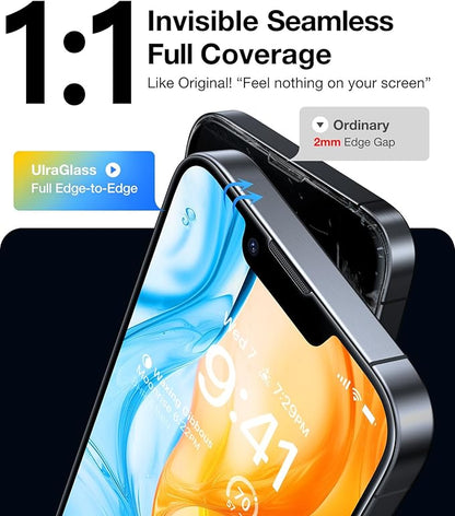 UltraGlass UNBREAK TOP 9H+ Glass for iPhone 16e Screen Protector (12FT Military Grade Shatterproof) Screen Protector 16e Tempered Glass (Longest Durable) Full Edge Coverage 6.1" 2 Pack
