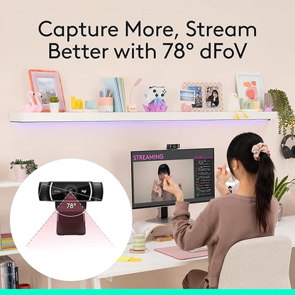 Logitech C922x HD Pro Webcam, Full HD 1080p/60fps Video, Clear Audio, HD Light Correction, PC Camera Webcam, Works with Skype, Zoom, Mac, Tablet - Black