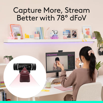 Logitech C922x HD Pro PC Webcam, Full HD 1080p/30fps or 720p/60fps Video, HD Light Correction, Works with Microsoft Teams, Google Meet, Zoom, Nintendo Switch 2’s new GameChat mode, Mac/Tablet- Black