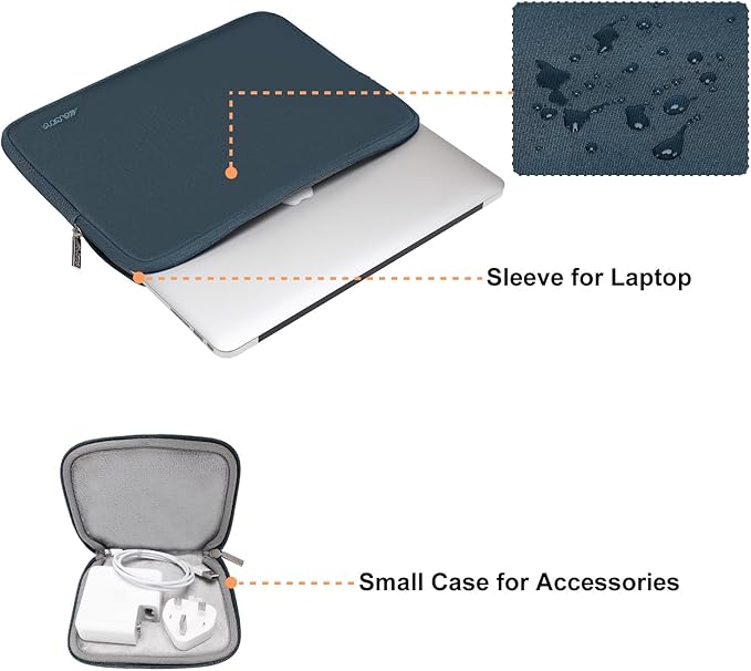 MOSISO Laptop Case 16 inch, 15-15.6 inch Laptop Sleeve Bag Compatible with MacBook Pro 16 inch, HP, Acer, Dell, Lenovo, ASUS Notebook, Neoprene Computer Sleeve Bag with Small Case, Haze Blue