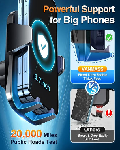 VANMASS [2024 Upgrade Phone Holders for Your Car [Super Suction Cup] Cell Phone Mount Car Dashboard Window Vent Desk Fit for iPhone 15 Pro Max 14 13 Universal Handsfree Automobile Vehicle Cradle，Blue
