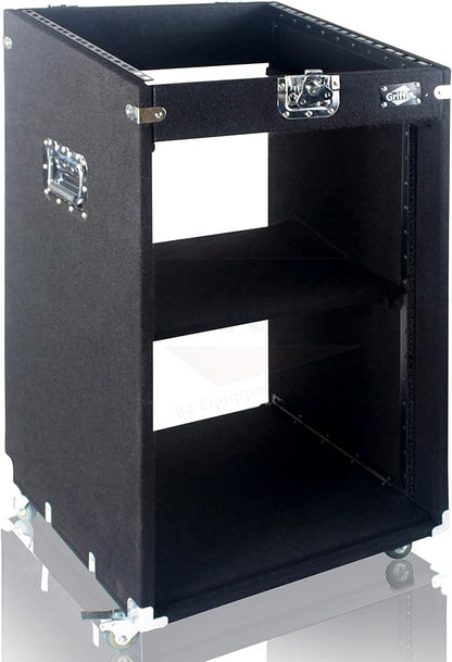 Griffin Rackmount Studio Mixer Flight Road Case (Ultimate-PROAudio) – 25U Mount Space Amp Cabinet Travel Trunk For Music Gear Recording Equipment – Portable DJ Sound Booth Carpet Rack Stand Cart