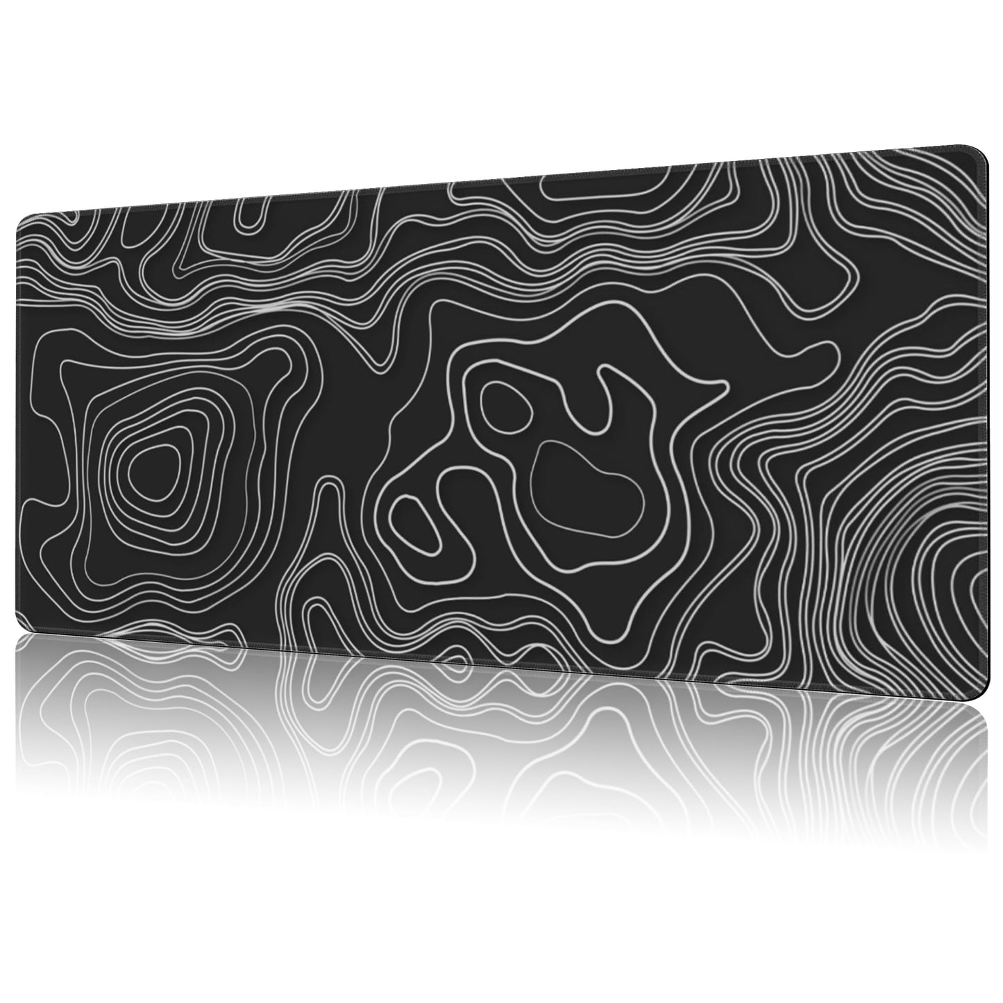 NIYLYNSYN Mouse Pad Large Topographic Map Lines Non-Slip Game Desk Mat with Stitched Edge Laptop Keyboard Desk Pad for Work Home Gaming (35.4 x 15.7 Inches)