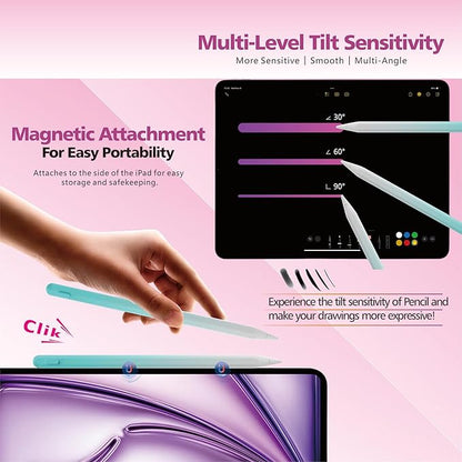 Stylus Pen for iPad,14Mins Fast Charge for Apple Pencil,Palm Rejection,Tilt Sensitivity, Pen for iPad11/10/9/8/7/6, Pro 12.9"/11"/13" M4, Mini 6/5, Air 5/4/3/11"-13" M2/M3 with Polishing Cloth