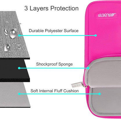 MOSISO Laptop Case 13.3 inch, 13-13.3 inch Laptop Sleeve Compatible with MacBook Air/Pro 13 / Pro 14, HP Dell ASUS Lenovo Notebook, Polyester Vertical Computer Sleeve Bag with Pocket, Bright Rose