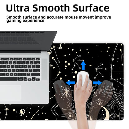 Galdas Gaming Mouse Pad XXL XL Large Long Extended Big Mousepad Non-Slip Rubber Keyboard Desk Pad with Stitched Edges for Laptop Home Office (31.5x11.8x0.08 Inch) … (Black Moon)