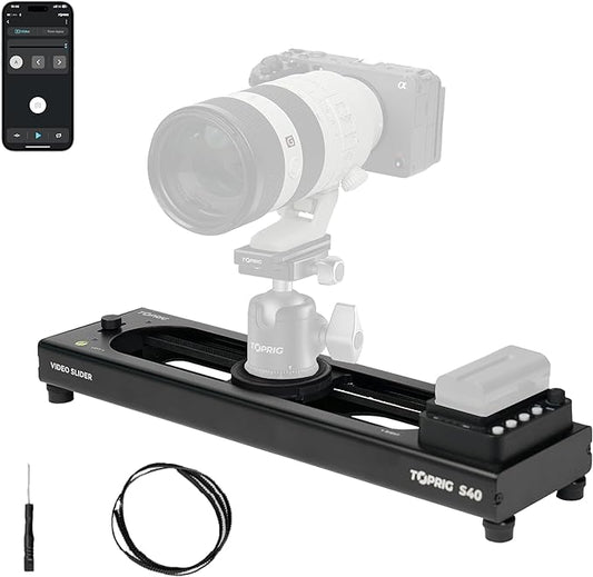 Accsoon Motorized Camera Slider, Adjustable 16''/40 cm Bluetooth Video Slider with Button/APP Control, Time-Lapse/Loop Mode, Speed Knob, 120° Panoramic Shooting, Compatible with DSLR, GoPro, Phone