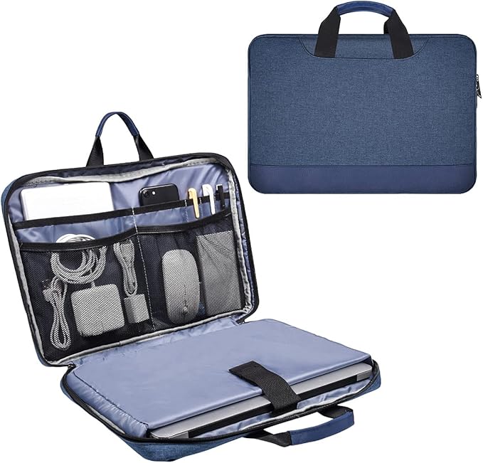 15.6 Inch Laptop Sleeve Bag, Waterproof Men Women TSA Case for Macbook Pro 16 M4 M3 M2 M1, Acer Aspire E15/Predator, Lenovo Ideapad 1 15.6, HP Envy/Victus 15.6, ASUS Dell 15 Case, Navy Blue