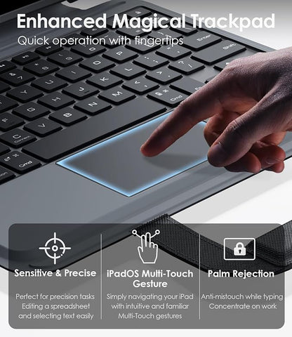 Nillkin Carry Go Keyboard Case for iPad Pro 11 inch (M4) 2024 with Handle, Rugged Case with Detachable Keyboard for iPad Pro 11, Magic Trackpad, 7 Colors Backlit, Camera Cover, Black