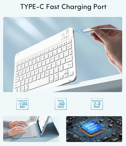 CHESONA Keyboard Case for iPad (A16) 11th/10th Generation (2025/2022), Detachable Wireless Keyboard, Stand Folio Keyboard Cover with Pencil Holder, Thin & Light (Blue)