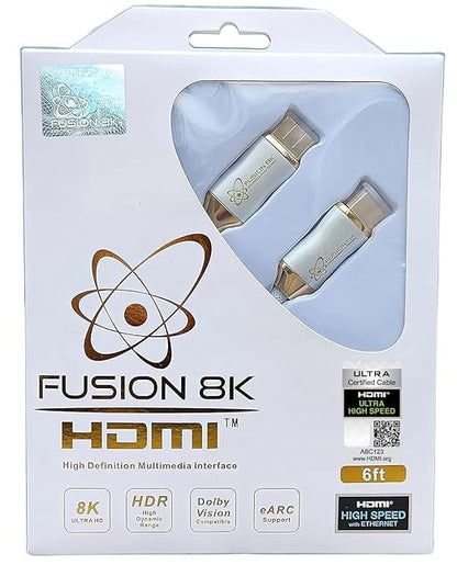 White HDR HDMI 2.1 Certified Cable Supports 10K 8K @60Hz and 4K @120Hz Compatible with Dolby Vision and All TVs, BluRay, Xbox Series X, PS5 (6 Feet)