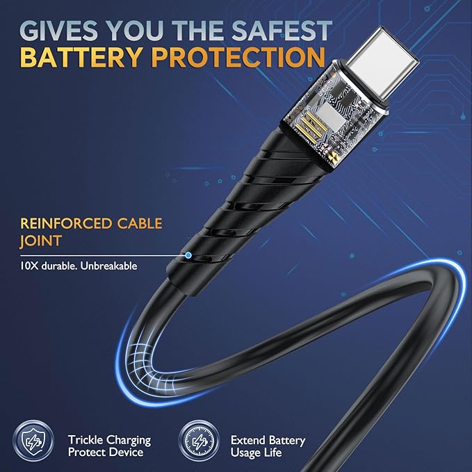 OIITH USB C Cable, USB A to USB C 3A Fast Charging (10FT 3Pack) Phone USB Type-C Charge Cable Android Charge Cord USB C Charger Cable for iPhone 15 Plus/Pro/Pro Max/Samsung/Pad/Laptop/LG/-Gold