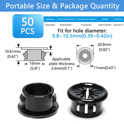 BOPOREAE Cable Grommet, Snap Bushing 5/8" (16 mm) Mounting Diameter