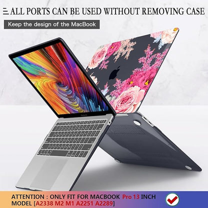 CISSOOK Floral Case Cover for MacBook Pro 13 Inch 2025-2020 Release A2338 A2289 A2251, Plastic Hard Shell Case with Keyboard Cover for MacBook Pro 13 M1 M2, Gorgeous Flowers