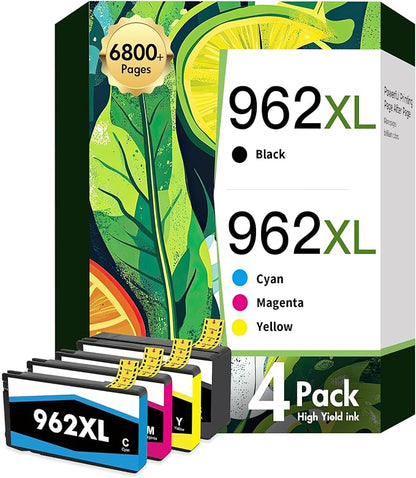 962 962XL Ink Cartridges Combo Pack：Replacement for HP Ink 962XL Black and 962 Color for HP OfficeJet Pro 9010 Series 9015 9018 9025 9020 9012 9014 9016 9019 9022 9026 9027 9028 9029 Printer