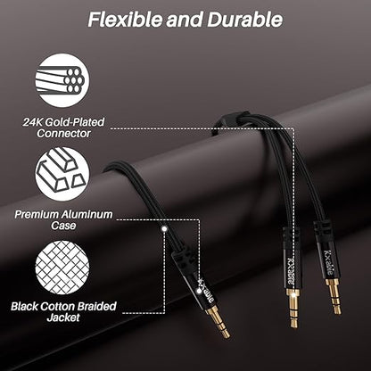 1/8 Inch TRS Stereo Y Splitter Cable 4FT, 3.5mm Male to 2-Male Y-Splitter Stereo Audio Cable, for Cell Phone PC Laptop, Speaker, Headphones, Suitable for Switching or Two Sets of Speakers