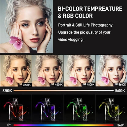 GVM 800D RGB LED Video Light, 2026 Upgraded Panel Light with Optical Len & 6X Brighter (19500 Lux/0.5m), 3200K-5600K Bi-Color, 20 Scene Modes & CRI97+, Studio Lights, Photography Lighting, 1-Pack