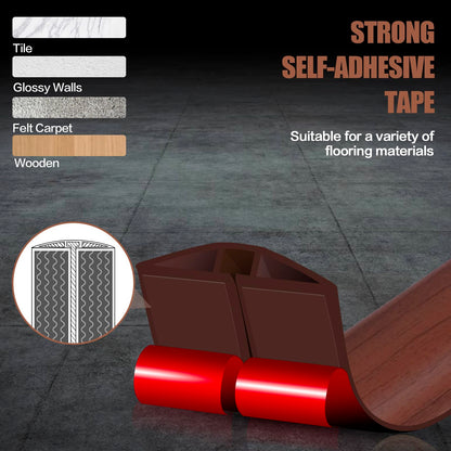 Floor Cord Cover Cavity 0.8"x0.37" Self Adhesive Cord Hider, 10FT Low Profile Cable Management, Extension Strip Protector for Wires, Prevent Cable Trips for Offices, Gyms, Exhibitions（Red Teak）