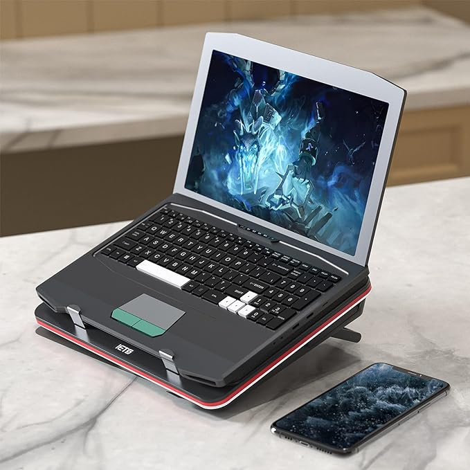 GT500 Powerful Turbo-Fan (4200 RPM) Laptop Cooling Pad with Infinitely Variable Speed,Seal Foam for Rapid Cooling Gaming Laptop,Dust Filter for Protect Laptop,13-17.3inch Laptop Cooler
