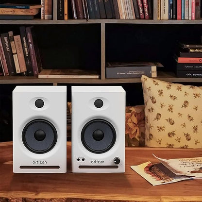 Ortizan C7 Dual-Mode 2.0 Studio Monitors, Active Monitor Speakers for Near Field Music Production, Bluetooth 5.3 Wireless Computer PC Monitor Gaming Bookshelf Speakers(Pair, White)