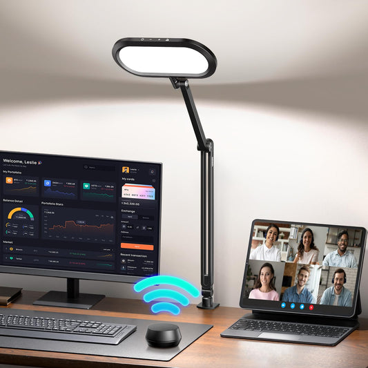 LitONES Dual-Side LED Desk Lamp with Clamp, Soft Light with Stepless Remote