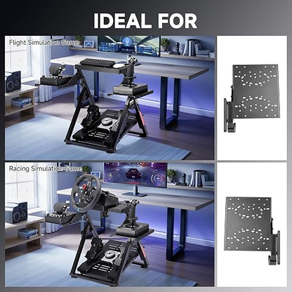GTPLAYER Flight Racing Simulation Stand Foldable Gaming Stand Compatible with Logitech/Thrustmaster/PXN Gaming Devices Adjustable Stable Simulator Cockpit Stand, Electronic Device Not Included, Black